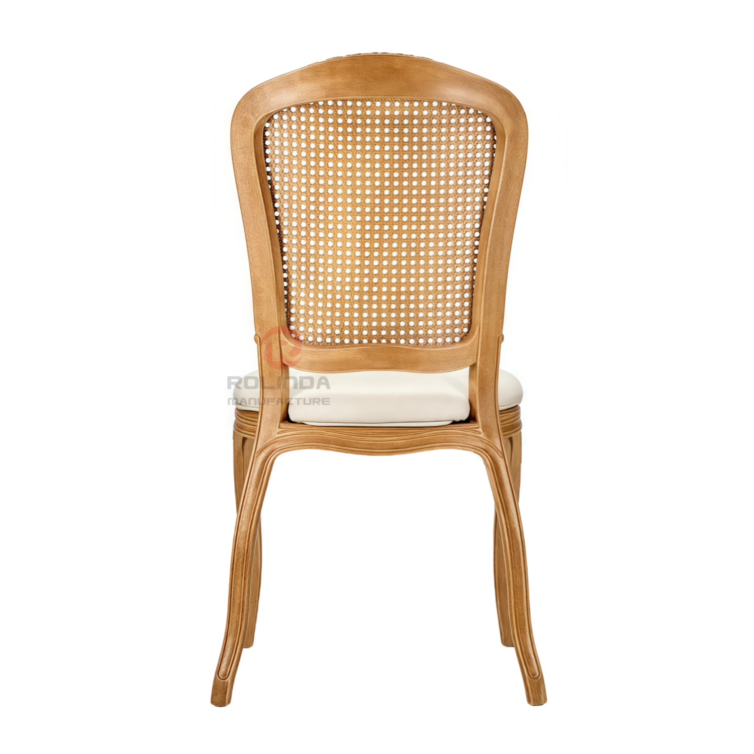 Original wood color PP imitation wood grain royal grid backrest soft-padded seat cushion chair