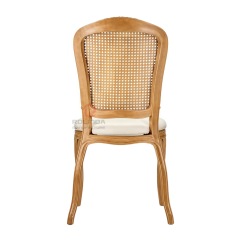 Original wood color PP imitation wood grain royal grid backrest soft-padded seat cushion chair