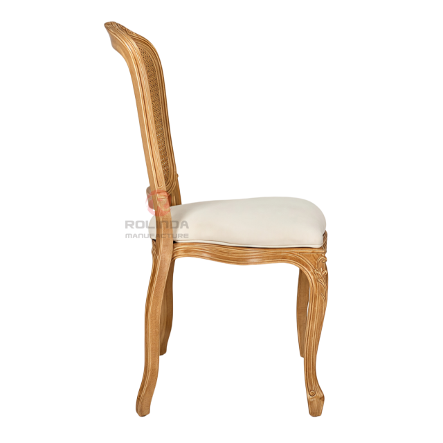 Original wood color PP imitation wood grain royal grid backrest soft-padded seat cushion chair