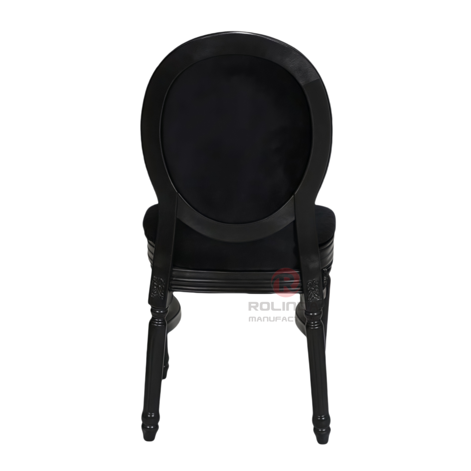 Black spray-painted wedding banquet PP wood-grain soft padded seat cushion oval backrest Louis chair