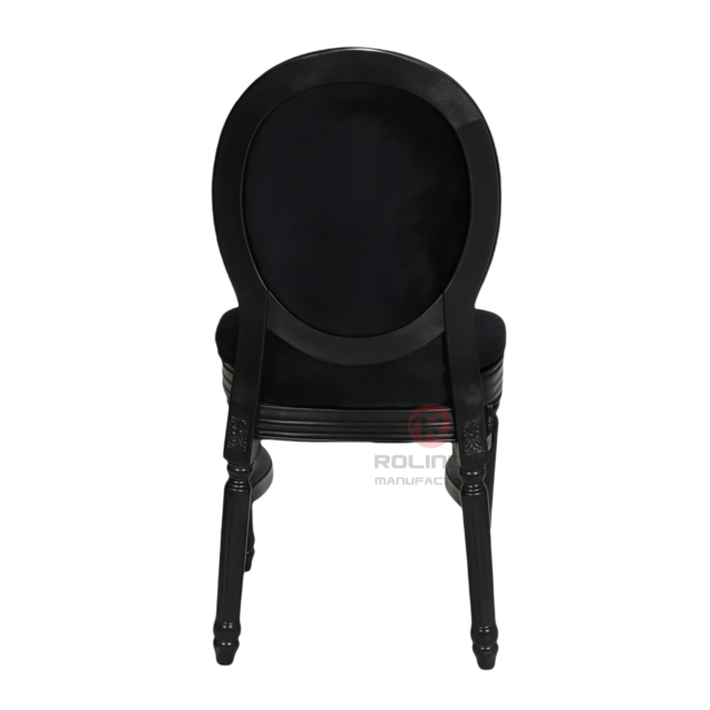 White wood-grain imitation PP wood-color spray-painted soft cushion seat oval backrest Louis chair