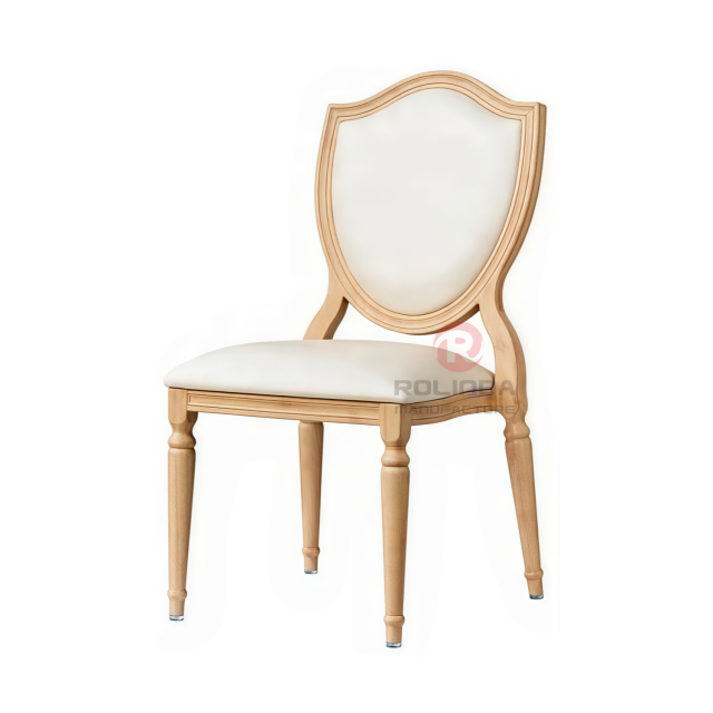 Light-colored PP wood-grain frame soft-padded seat cushion, shield backrest chair