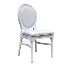 White spray-painted PP wood-grain wedding banquet soft cushion oval backrest Louis chair