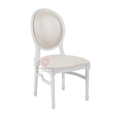 White spray-painted PP wood-grain wedding banquet soft cushion oval backrest Louis chair