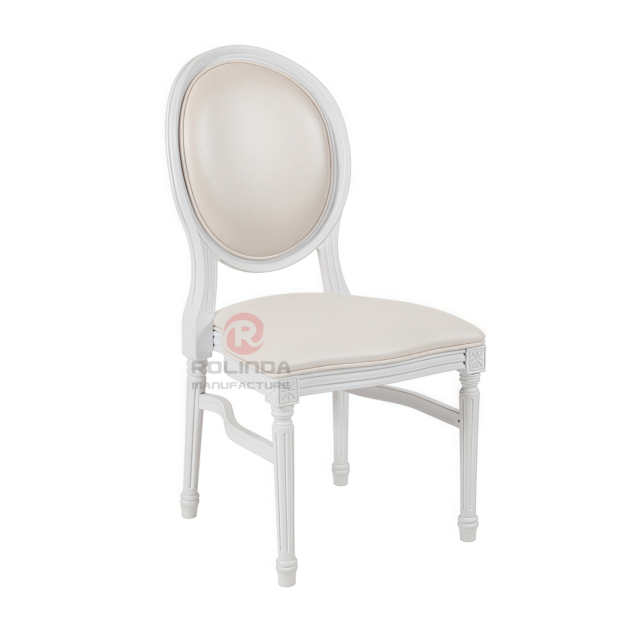 White spray-painted PP wood-grain wedding banquet soft cushion oval backrest Louis chair