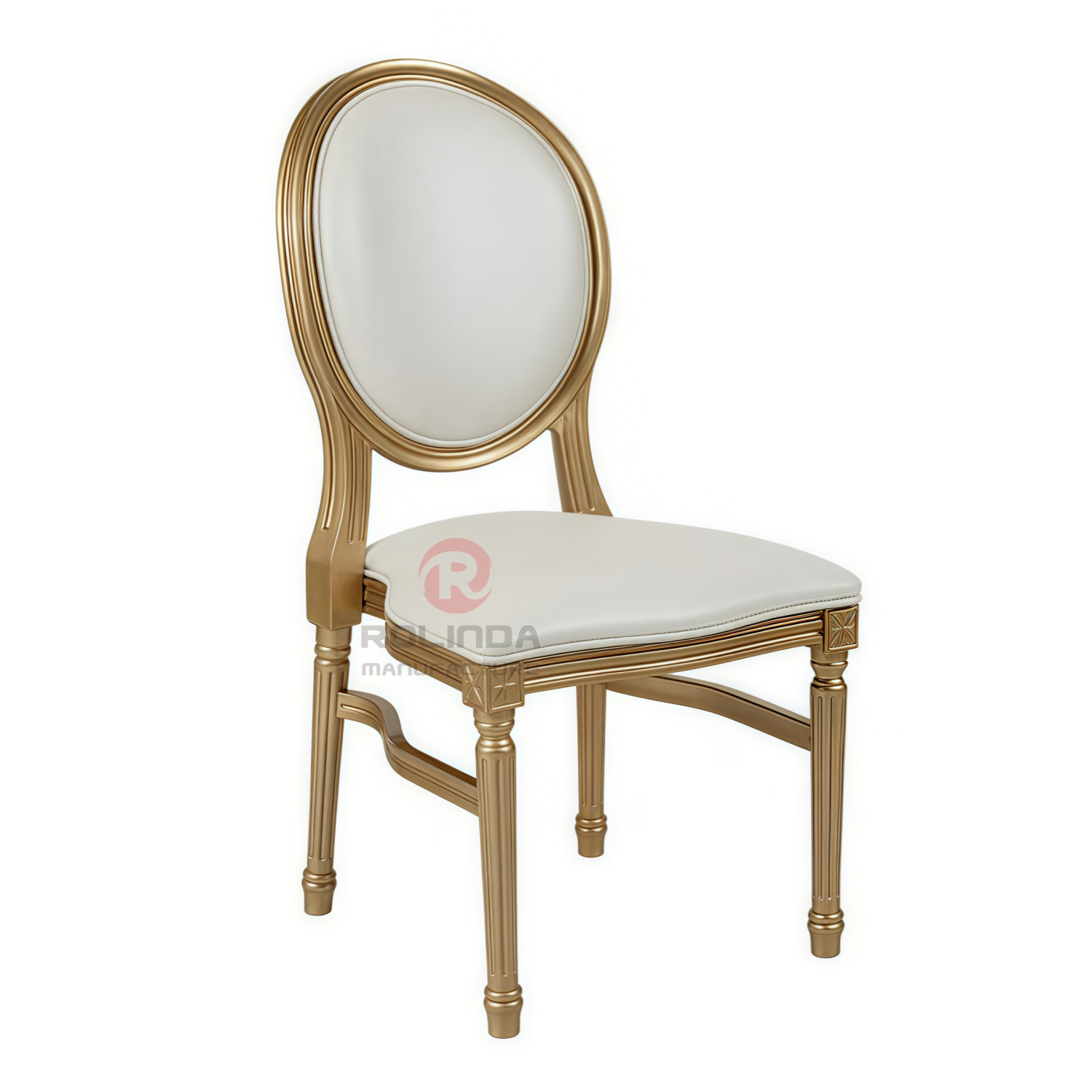 White spray-painted PP wood-grain wedding banquet soft cushion oval backrest Louis chair