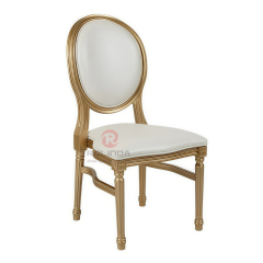 White spray-painted PP wood-grain wedding banquet soft cushion oval backrest Louis chair