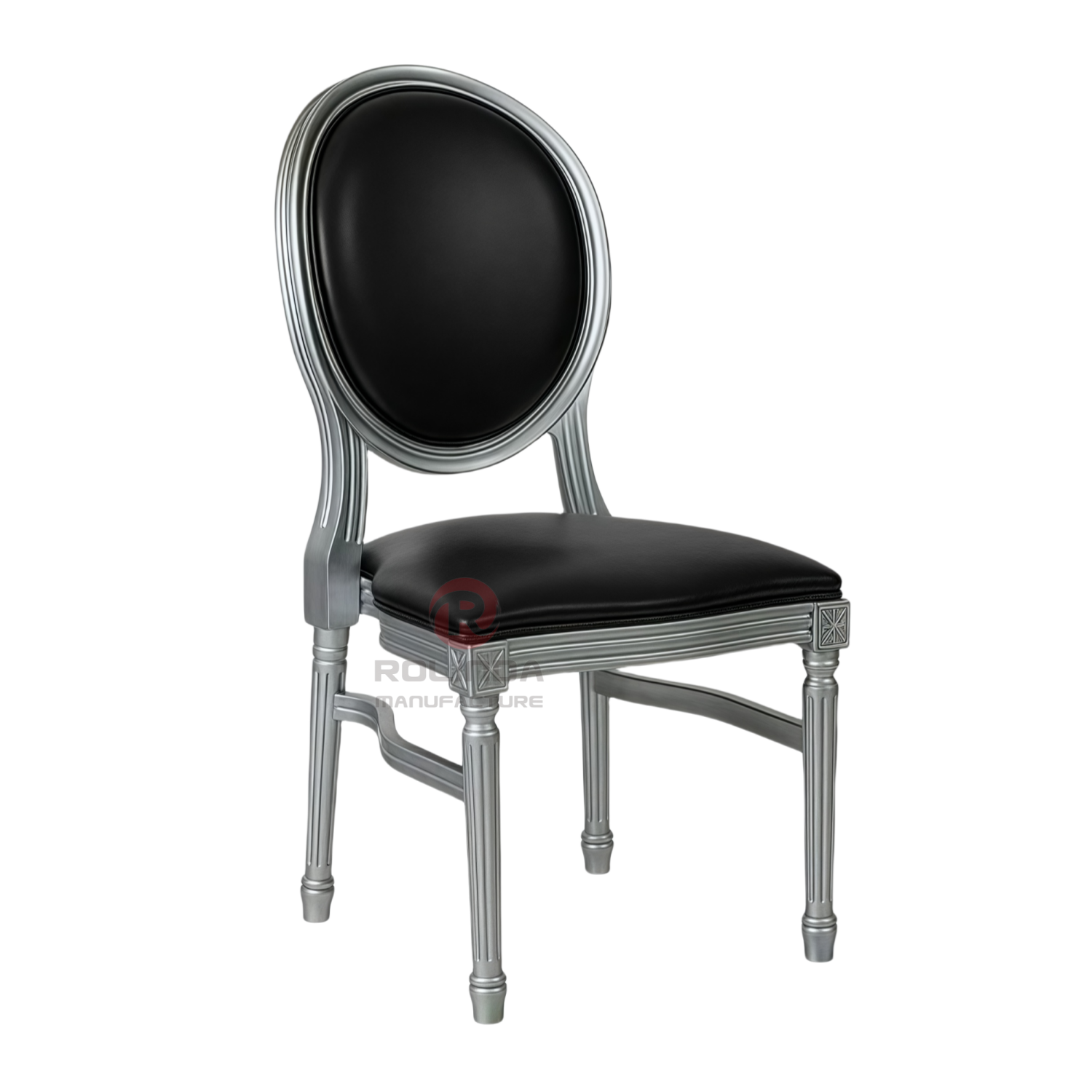 White spray-painted PP wood-grain wedding banquet soft cushion oval backrest Louis chair