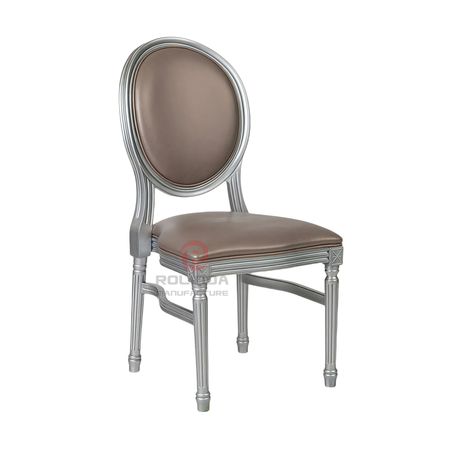 White spray-painted PP wood-grain wedding banquet soft cushion oval backrest Louis chair