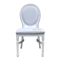 White spray-painted PP wood-grain wedding banquet soft cushion oval backrest Louis chair
