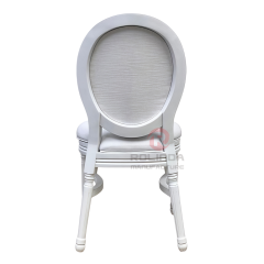 White spray-painted PP wood-grain wedding banquet soft cushion oval backrest Louis chair
