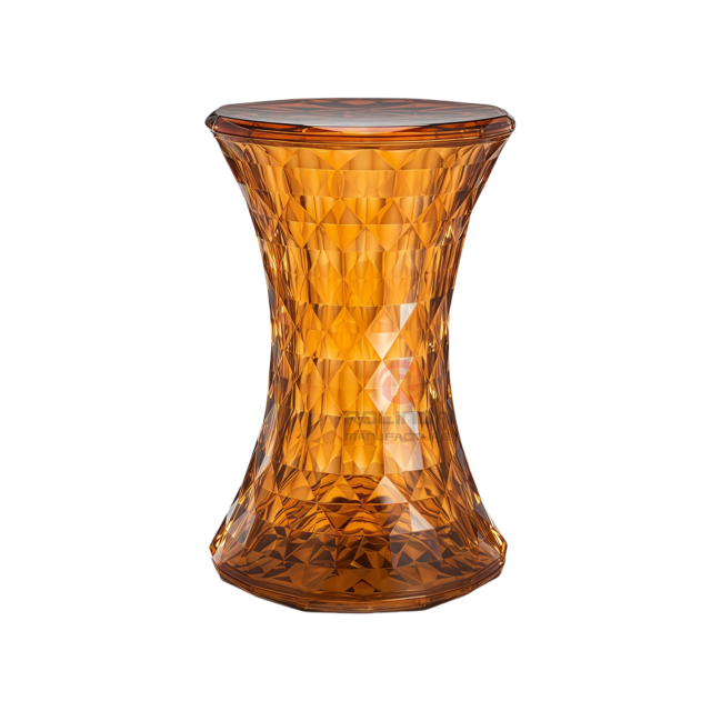 Transparent PC material multiple colors storage side table diamond straight tube crystal stool