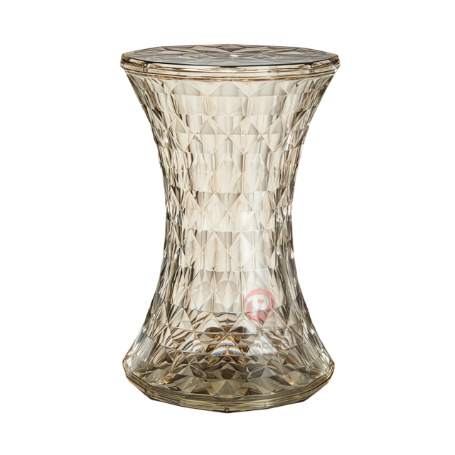 Transparent PC material multiple colors storage side table diamond straight tube crystal stool