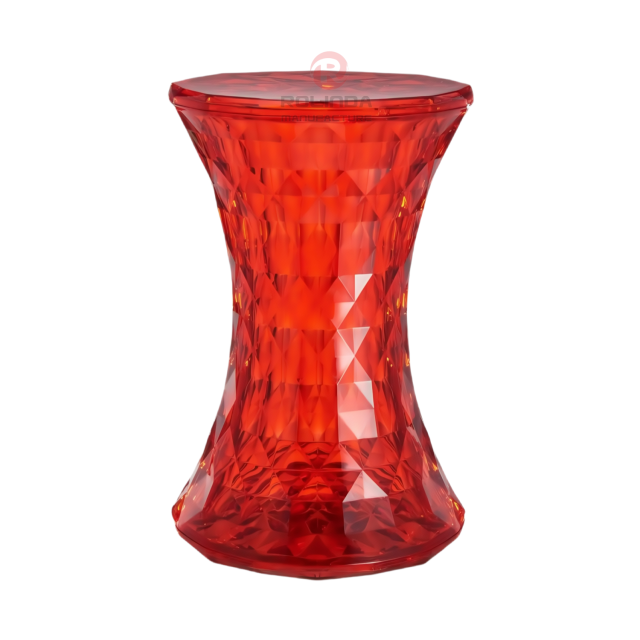 Transparent PC material multiple colors storage side table diamond straight tube crystal stool