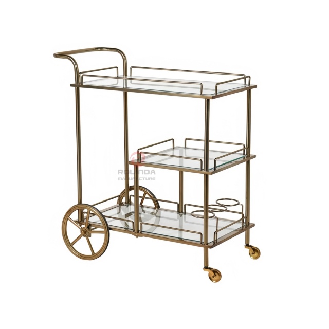 Multi-storey movable hotel hand-pushed with wheels stainless steel dining carts