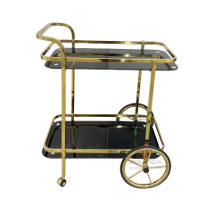 Two-layer hand-pushed movable food cart with wheels stainless steel food cart