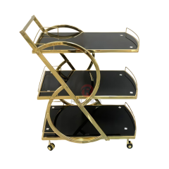 Simple hotel restaurant two-story hand-pushed movable stainless steel food carts