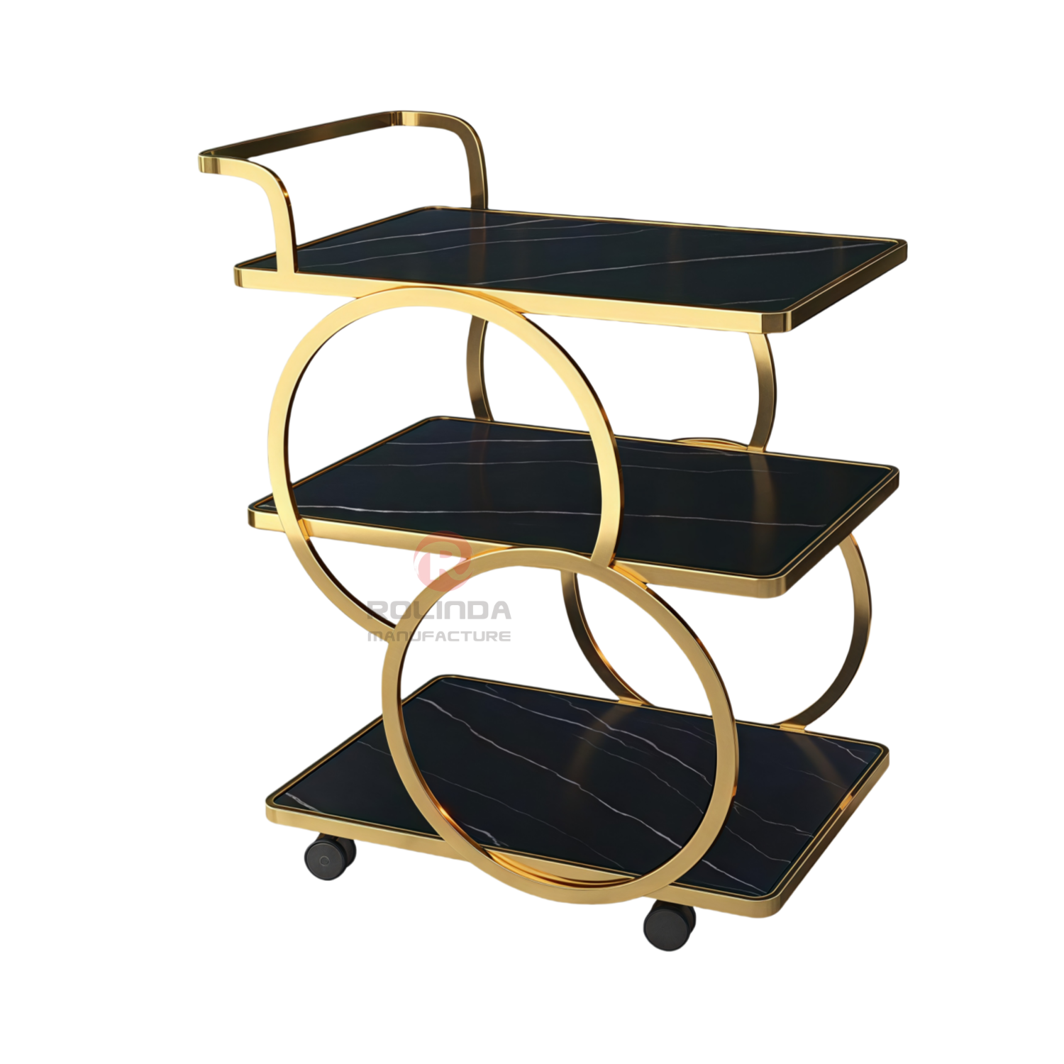 Multi-storey movable hotel hand-pushed with wheels stainless steel dining carts