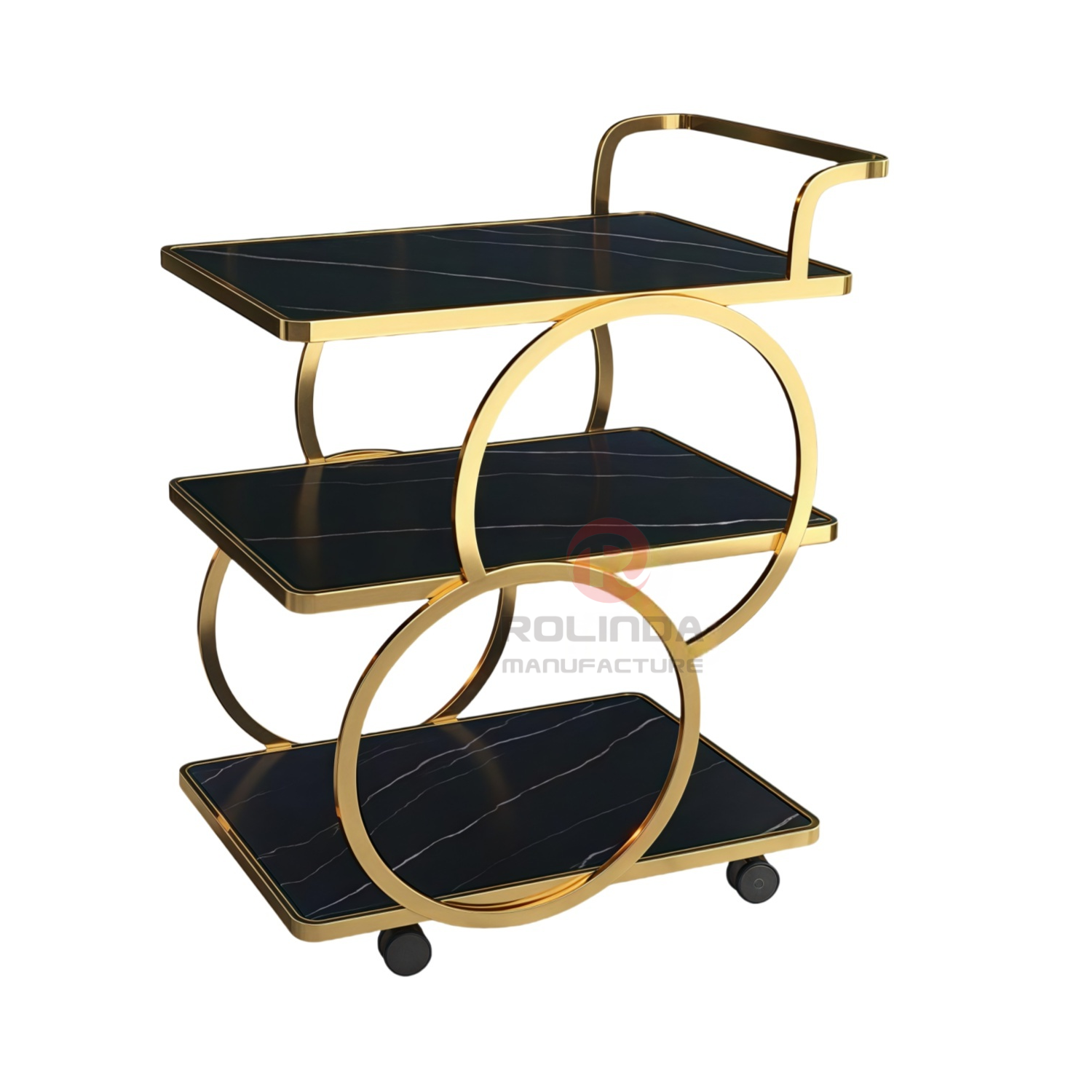 Multi-storey movable hotel hand-pushed with wheels stainless steel dining carts