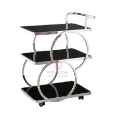 Two-layer hand-pushed movable food cart with wheels stainless steel food cart