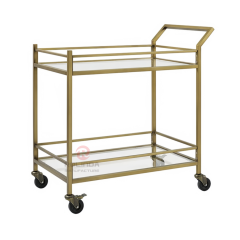 Simple hotel restaurant two-story hand-pushed movable stainless steel food carts