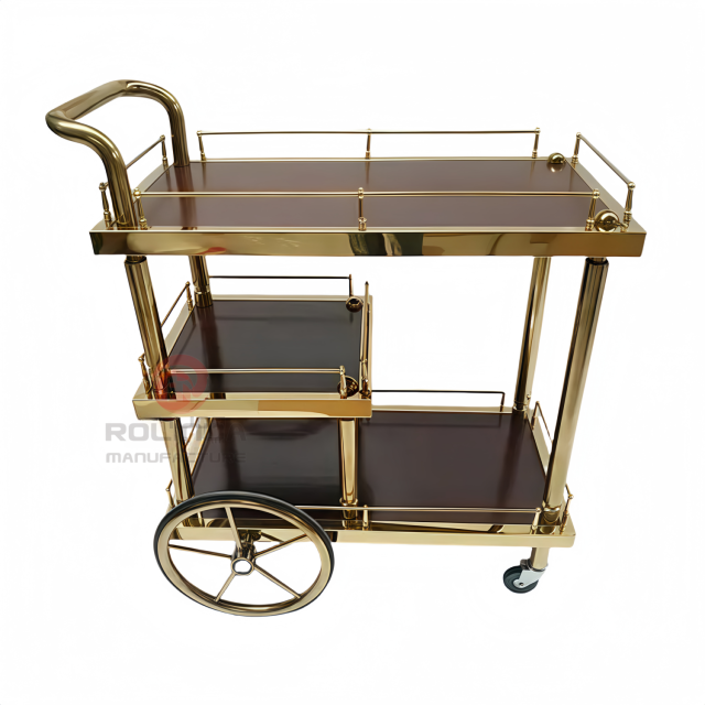 Multi-storey movable hotel hand-pushed with wheels stainless steel dining carts
