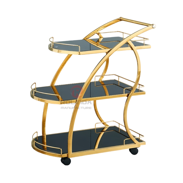 Two-layer hand-pushed movable food cart with wheels stainless steel food cart