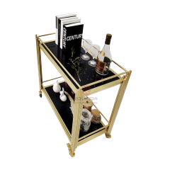 Banquet hotel two-story portable trolleys without handles stainless steel dining carts