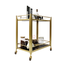 Banquet hotel two-story portable trolleys without handles stainless steel dining carts