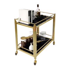 Banquet hotel two-story portable trolleys without handles stainless steel dining carts