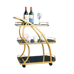 Double-layer hand-pushed movable stainless steel frame food cart