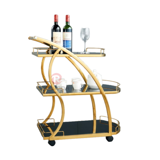 Double-layer hand-pushed movable stainless steel frame food cart