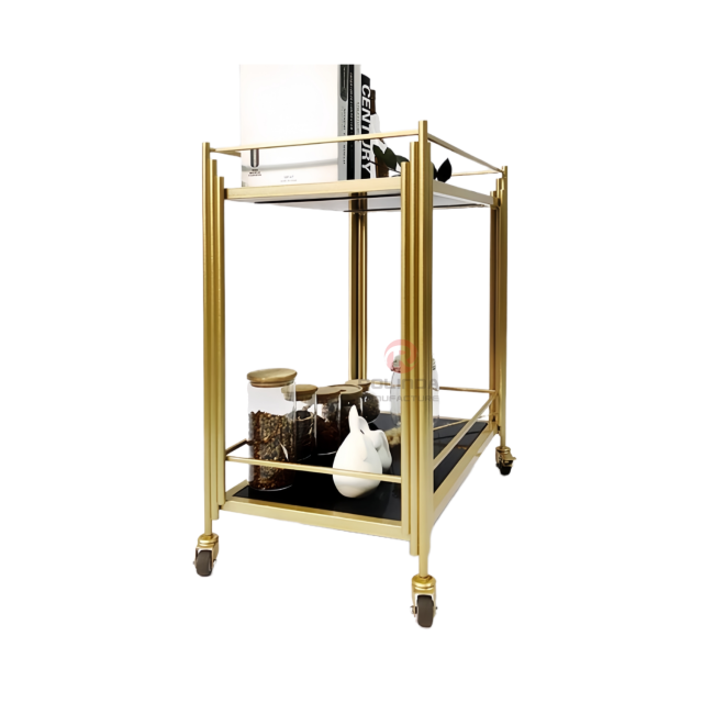 Banquet hotel two-story portable trolleys without handles stainless steel dining carts