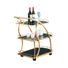 Double-layer hand-pushed movable stainless steel frame food cart