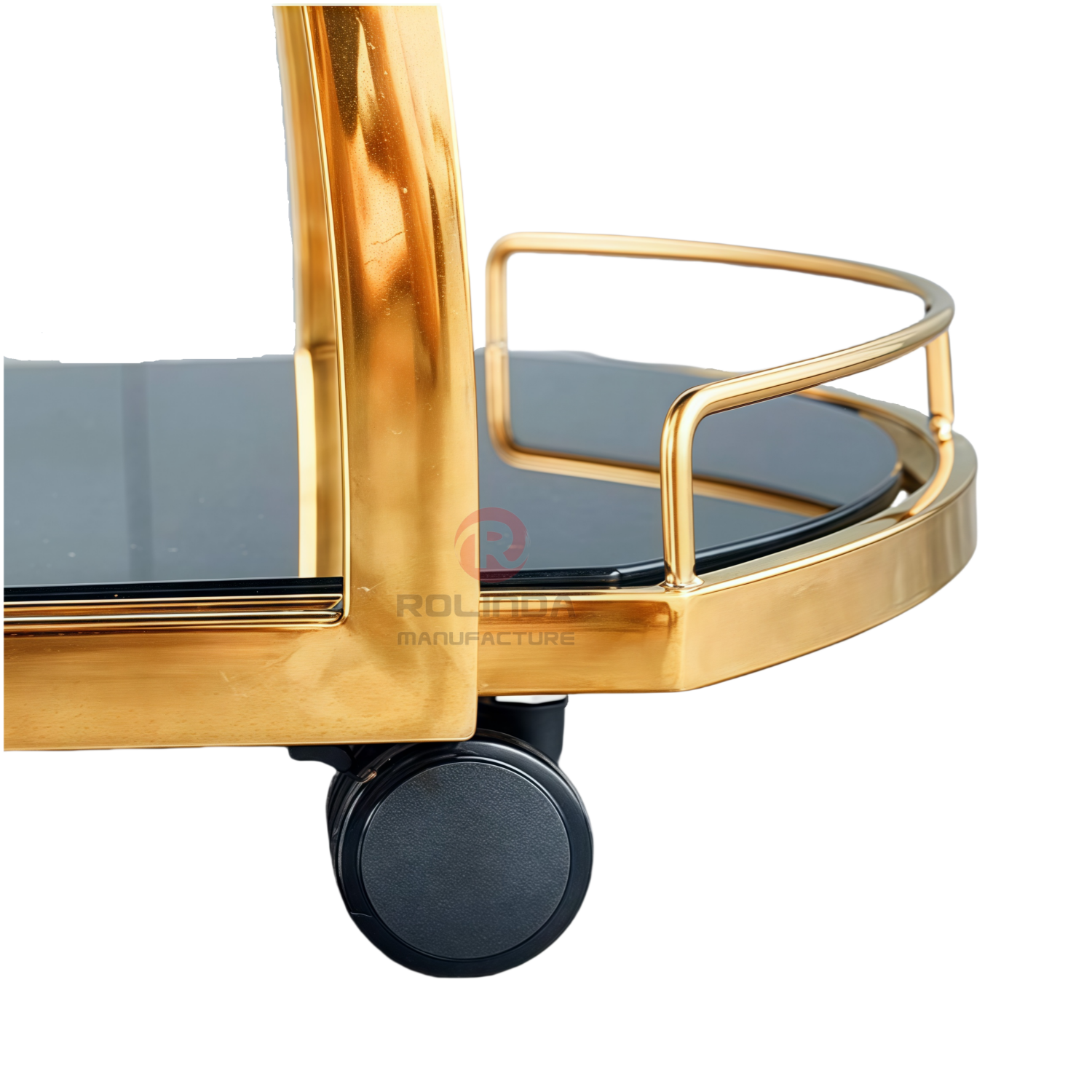 Double-layer hand-pushed movable stainless steel frame food cart