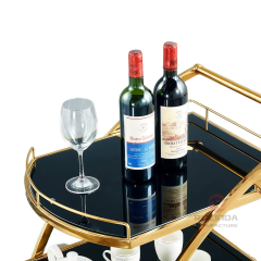 Double-layer hand-pushed movable stainless steel frame food cart