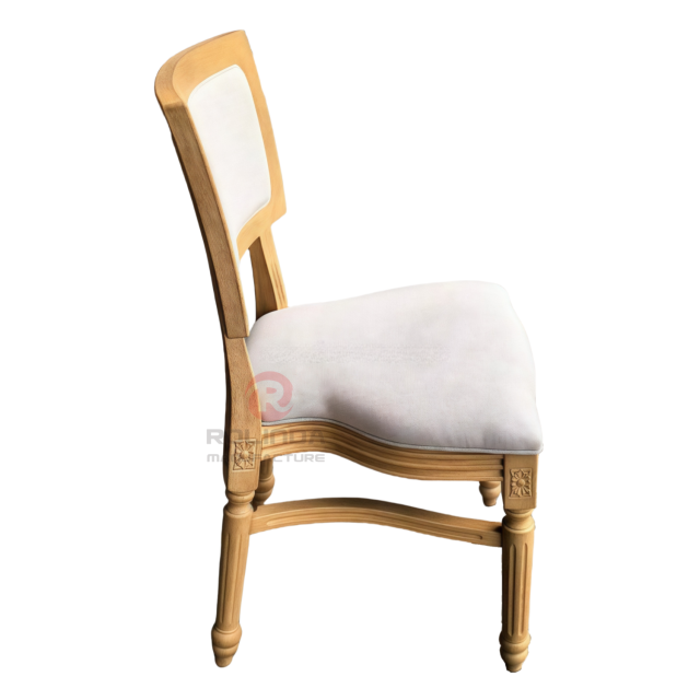 Rectangular backrest wedding event PP imitation wood grain frame soft cushion Louis chair