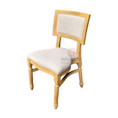 Rectangular backrest wedding event PP imitation wood grain frame soft cushion Louis chair