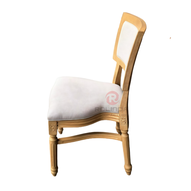 Rectangular backrest wedding event PP imitation wood grain frame soft cushion Louis chair