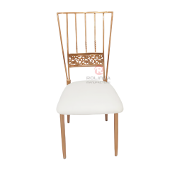 Modern Golden Hotel event soft cushions metal vertical striped patterned backrests iron chairs