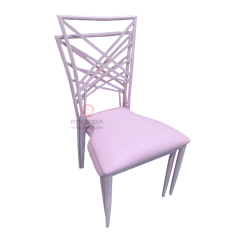 Pink modern hotel banquet event metal soft cushions patterned backrests iron chairs