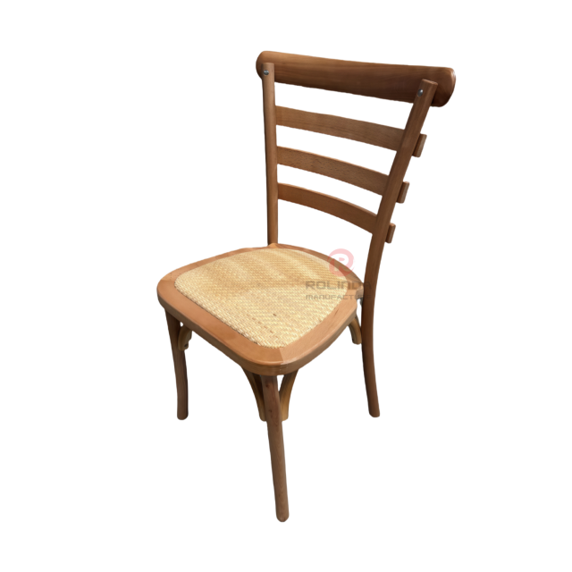 Light-colored garden wedding banquet rattan cushions backrests solid wood chairs Bistro chairs