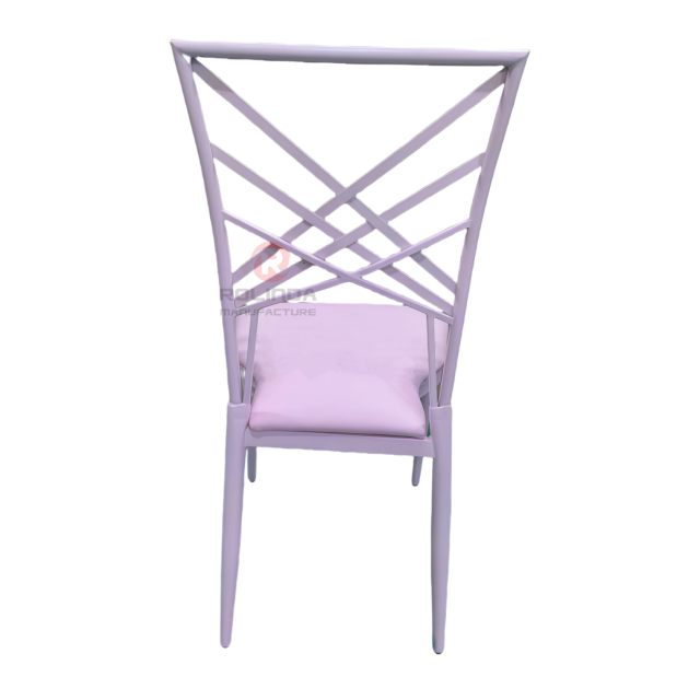 Pink modern hotel banquet event metal soft cushions patterned backrests iron chairs