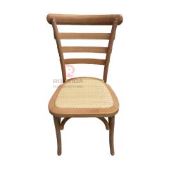 Light-colored garden wedding banquet rattan cushions backrests solid wood chairs Bistro chairs