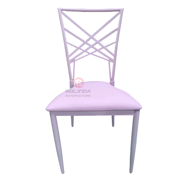 Pink modern hotel banquet event metal soft cushions patterned backrests iron chairs