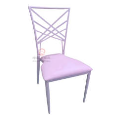 Pink modern hotel banquet event metal soft cushions patterned backrests iron chairs