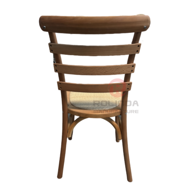 Light-colored garden wedding banquet rattan cushions backrests solid wood chairs Bistro chairs