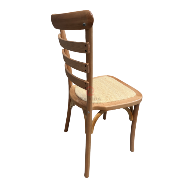 Light-colored garden wedding banquet rattan cushions backrests solid wood chairs Bistro chairs