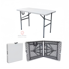 Modern courtyard garden party banquet thick HDPE plastic panel coated steel pipe support 4Ft HDPE folding table