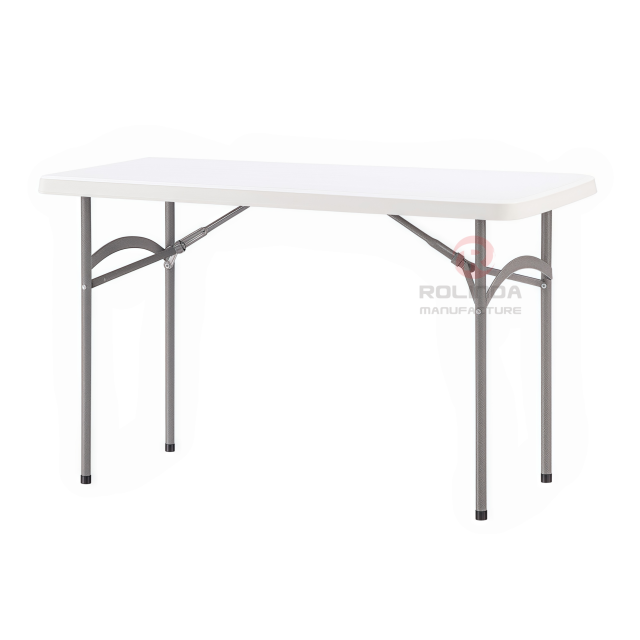 Modern courtyard garden party banquet thick HDPE plastic panel coated steel pipe support 4Ft HDPE folding table